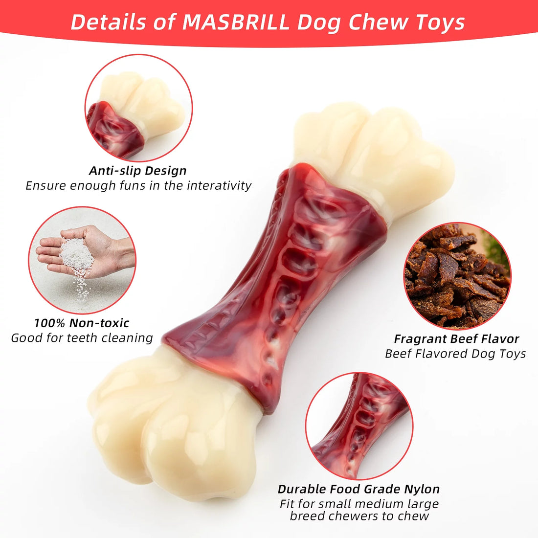 Tough Dog Bone Chew Toys for Medium/ Large Dogs